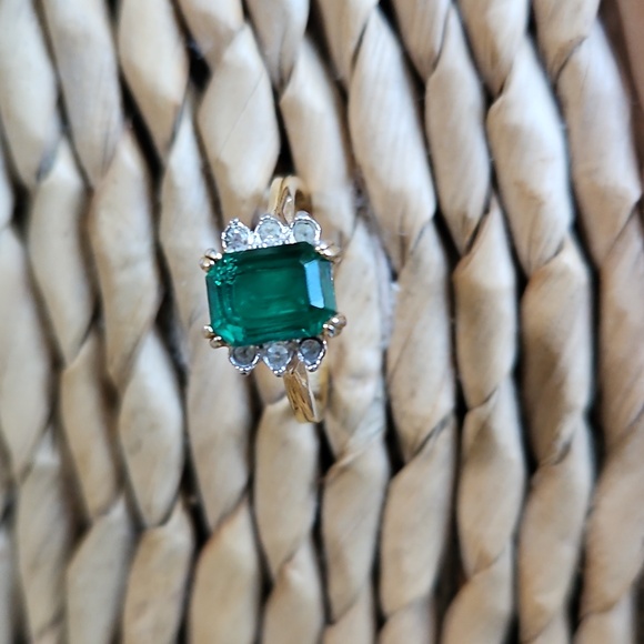 Joseph Esposito Signed CZ 14K Electroplate Matching Ring & Earrings Vintage - Picture 3 of 7